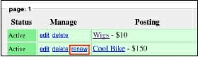 (figure 4.3) Craigslist Renew Option