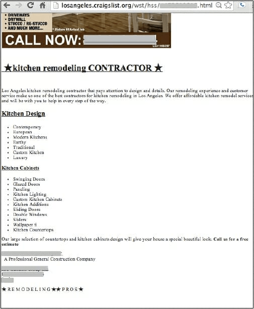 (figure 9.2) Craigslist HTML kitchen ad