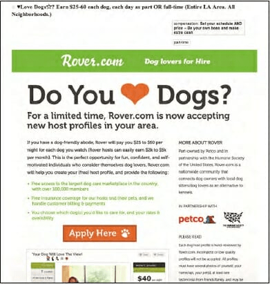 (figure 11.1) Craigslist HTML Flyer Ad