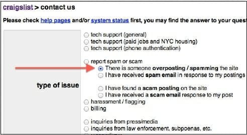 (figure 14.1) Craigslist Report Spam